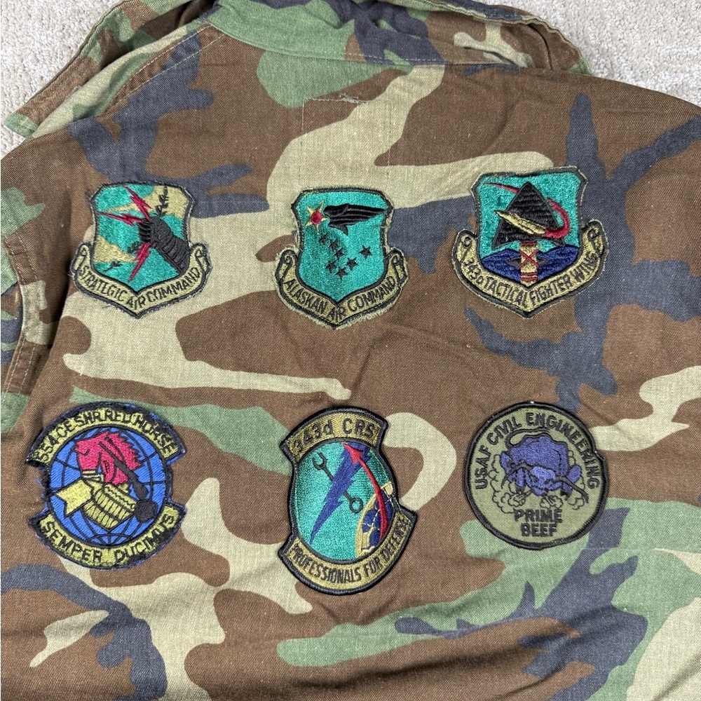 Vintage US Military Army Camo Patch Shirt Jacket Men Size Small - Picture 9 of 9
